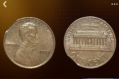 😱 ERROR! Clipped Planchet 1979 Lincoln Memorial Cent Penny-Combined Shipping! - Image 1 of 4