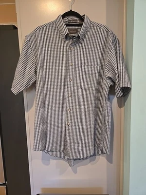 Van Heusen Mens Seersucker Check Pattern Button Shirt L 16-16 1/2 EUC Blue - Image 1 of 4