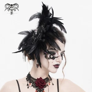 Devil Fashion Women Vintage Gothic Feather Base Party Hat Elegant Headband - Bild 1 von 22