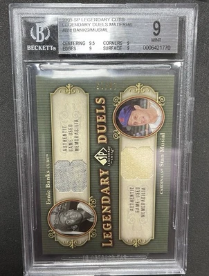 2005 SP Legendary Cuts Duals Ernie Banks / Stan Musial Game Worn /25 - Image 1 of 3
