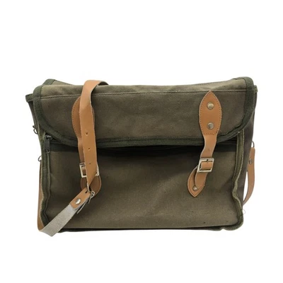 Bolso de Mano Vintage SCOTCHLINE Lona Y Cuero Aparejos de Pesca con Mosca Verde Militar Foto 1 de 4