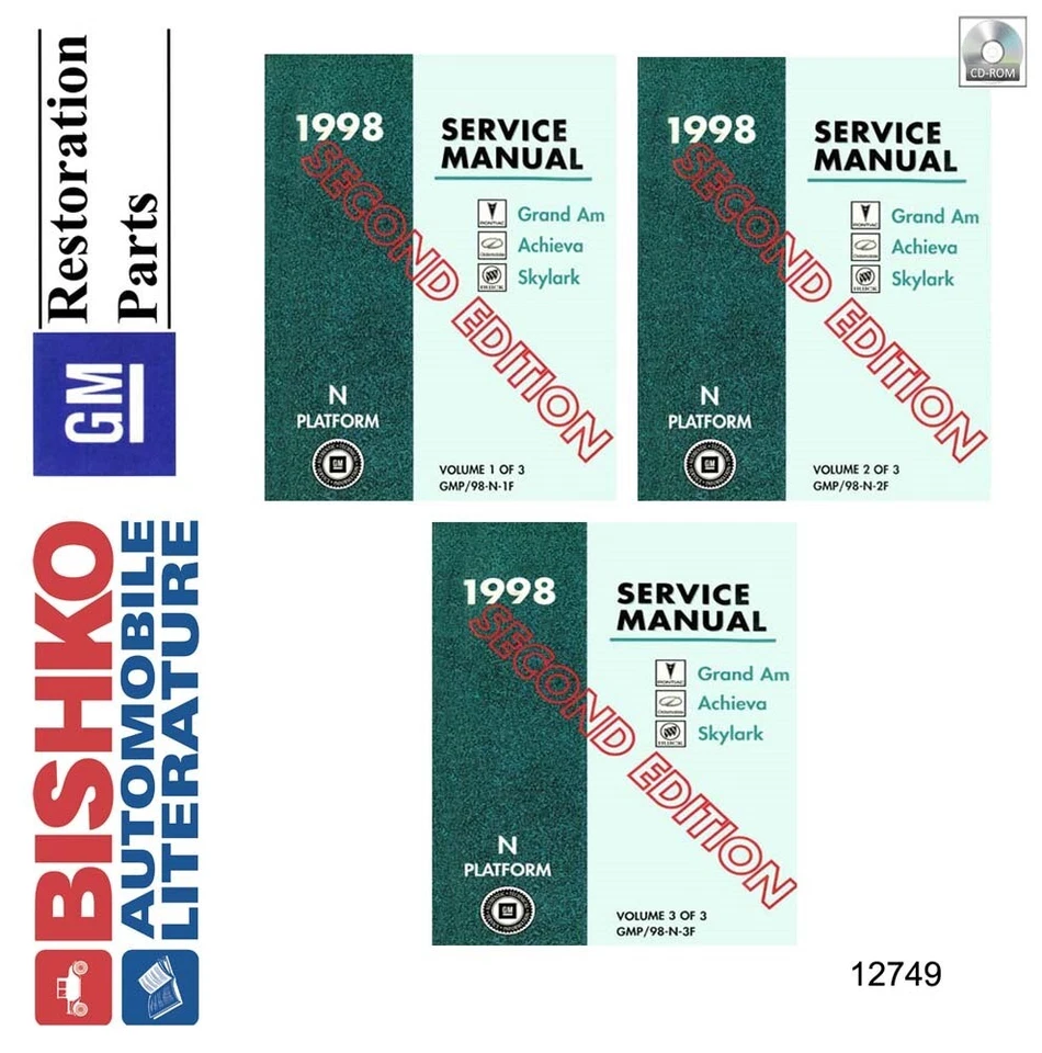 1998 Pontiac Grand Am Buick Skylark Olds Achieva Shop Service Repair Manual CD - Image 1 of 1
