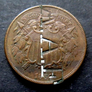 1866 Two Cent Piece 2C COUNTER STAMPED COUNTERMARK A A F  VF - Picture 1 of 7