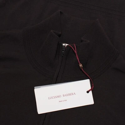 Luciano Barbera NWD 1/2 Zip Pullover Sweater Size 50 US M in Brown 100% Wool - Image 1 of 4
