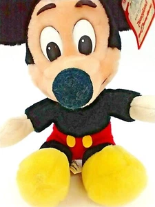Mickey Mouse Disney World Plüschtier mit Etikett sitzendes Stofftier 1980er Vintage 9 Zoll - Bild 1 von 10