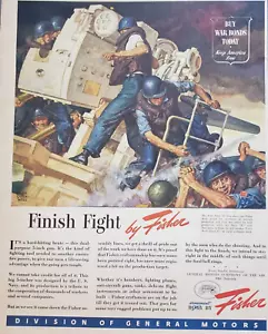 1944 GM Fisher Segunda Guerra Mundial Escena Artista Dean Cornwell Compra Bonos de Guerra Hoy Anuncio Impreso - Imagen 1 de 1