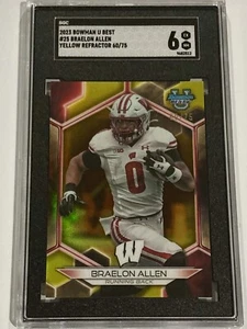 2023 Bowman U Best #25 Braelon Allen Prospect SGC 6 Yellow Refractor /75 - Picture 1 of 2