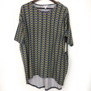 Camisa LuLaRoe Irma Top Mediana Geométrica Verde Lunares Rojos - Imagen 1 de 5