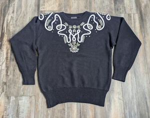 Vintage PIERRE CARDIN 80s 90s Sweater Jeweled Beaded Women's Medium Beaded VTG - Picture 1 of 6