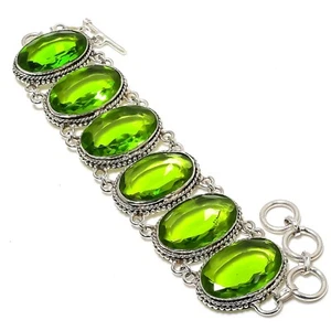 Peridot Gemstone Handmade 925 Sterling Silver Bracelet Jewelry For Wedding Gift - Picture 1 of 6