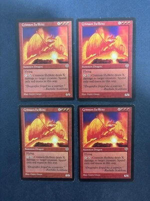 MTG 4X MIRAGE CRIMSON HELLKITE MAGIC THE GATHERING CREATURE RED RARE ENGLISH - Image 1 of 4