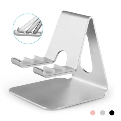 Aluminium Tablet Phone Stand Adjustable Desktop Holder For iPhone iPad Samsung - Image 1 of 4