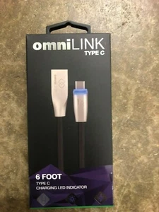 Genuine omniLINK illuminated 6ft Type C USB Data Cable with 2.1 true fast charge - Picture 1 of 5