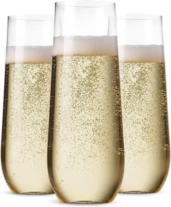 48 Pack Stemless Plastic Champagne Flutes Disposable 9 Oz Clear Plastic Toasting - Picture 1 of 4