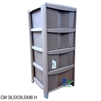 TONTARELLI CASSETTIERA BAMBU' 4 CASSETTI COLORE TALPA CM 38,5X39,5X86 H