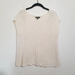 Eileen Fisher Sleeveless Sweater Size Small Cream Open Knit Fuzzy Boxy Oversized - Picture 1 of 10