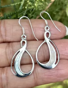 Pendientes de plata de ley 925 + madreperla hechos a mano oxidados 4,78 gm - Imagen 1 de 5