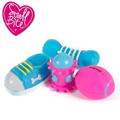 4 X MINI SMALL SQUEAKY TOYS FOR PUPPIES SMALL AND EXTRA SMALL DOG BREEDS - Изображение 1 из 2