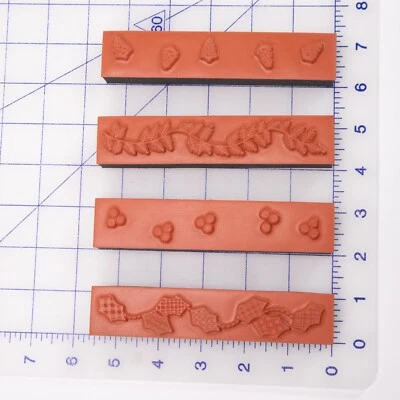 Carimbo de espuma de azevinho árvores borda borracha 4 pinheiros Natal - Imagem 1 de 4