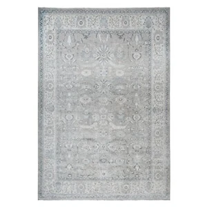 Alfombra de lana pura anudada a mano Peshawar heris gris de 13'9""x17'1"" gris fina R88029 - Imagen 1 de 11