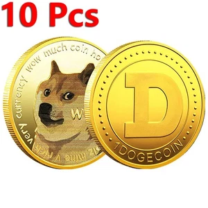 10 Piezas Moneda Conmemorativa Coleccionistas Divertida Chapada en Oro Doge Moneda Dogecoin Monedas - Imagen 1 de 5