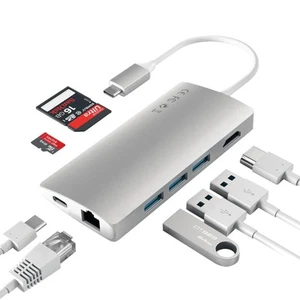 Hub USB-C con uscita HDMI 4K + Ethernet + 3x USB + USB-C 60W Satechi V2 argento - Zdjęcie 1 z 6
