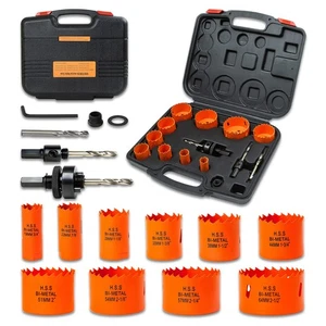 Hole Saw Kit Bi Metal with Case, General Purpose Size from 3/4'' to 2-1/2'', ... - Picture 1 of 7