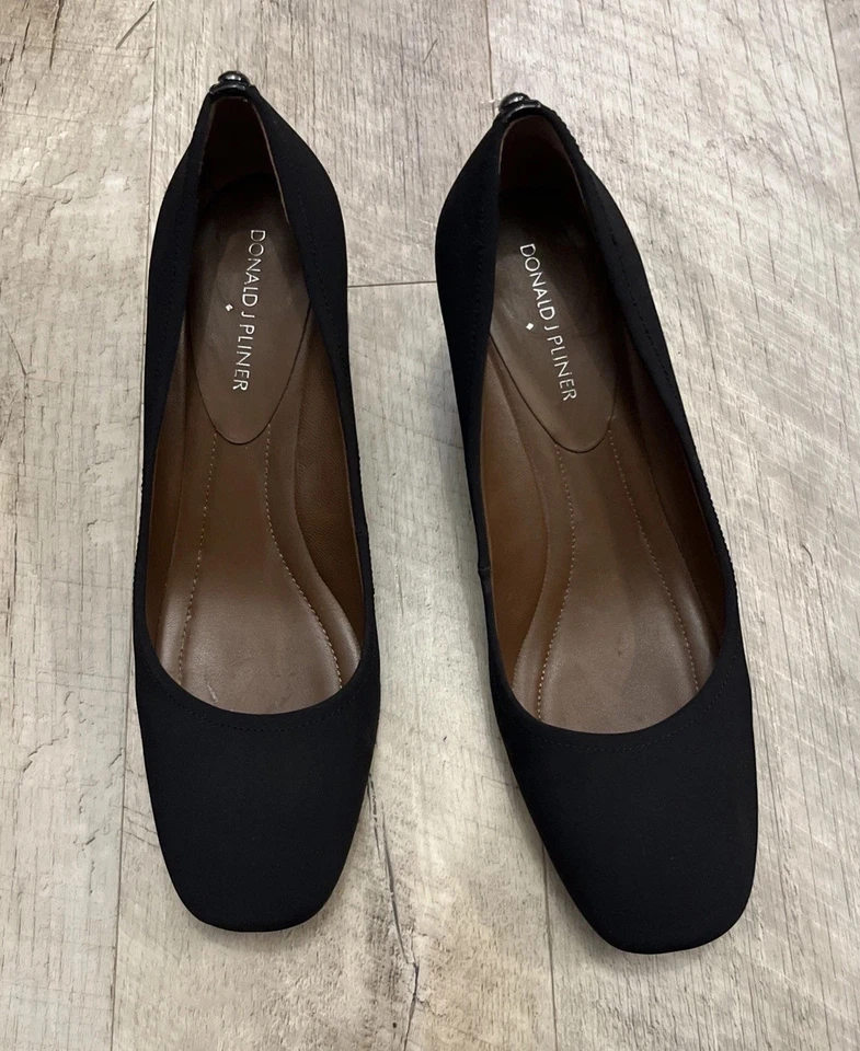 Zapatos de salón Donald Pliner Corin negros sin cordones de tacón bloque zapatos de carrera para mujer talla 9,5 M Foto 1 de 4