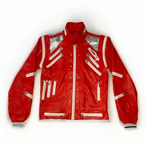 Michael Jackson Beat It Jacket Red Sequin Zipper Accents Size Small Thriller - Picture 1 of 22