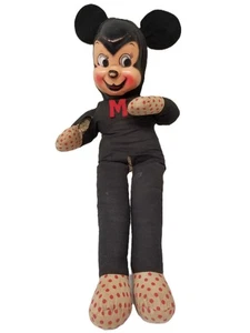 Antigua muñeca de tela y vinilo Minnie Mouse de los años 40 26′′ Walt Disney Productions rara - Imagen 1 de 8