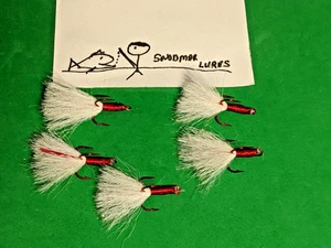 5 - Red Treble Hooks REPLACEMENTS size 4 Dressed White & Red VMC - Picture 1 of 6