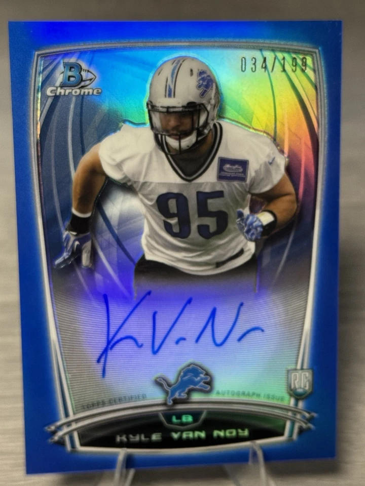 🔥KYLE VAN NOY  2014 Bowman Chrome True Blue Refractor Auto /199 #LIONS/RAVENS🔥 - Image 1 of 4