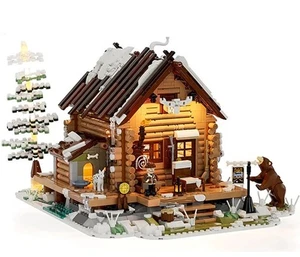 Hunting Lodge House Building blocks - City Forest Snow Covered Lodge toys gift - Picture 1 of 7