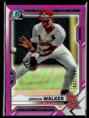 Jordan Walker 2021 Bowman Chrome Fuchsia Refractor /199 #BCP-236 St. Louis - Image 1 of 2