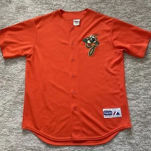 Majestic Greensboro Grasshoppers MiLB Baseball Full Button Orange Trikot Größe L - Bild 1 von 10