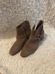 Essex Lane Mushroom Suede Ankle Harness Bootie Boots Women's Sz 9.5 capsule - Picture 1 of 5