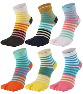 Women's Solid 2 Toe Flip Flop Tabi Socks Geta Ankle Cotton 5/6 Pairs - Picture 1 of 9