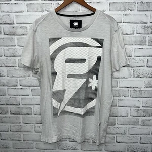 G Star Raw White Graphic T-Shirt Mens Size L - Picture 1 of 5