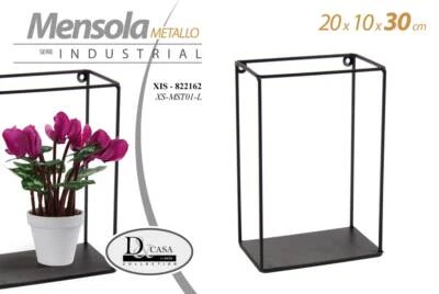 MENSOLA BACHECA PARETE SOSPESA METALLO CLASSICO MODERNO NERO 20*10*30 CM - Immagine 1 di 2