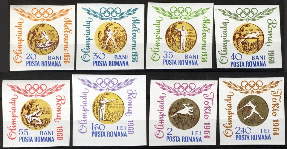 Romênia 1964, medalhistas de ouro romenos nos Jogos Olímpicos conjunto MNH, Mi 2353-60 - Imagem 1 de 1