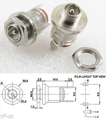 10pcs 3.5 x 1.35mm Transparent DC Power Female Jack Socket Panel Mount Connector - Image 1 of 4