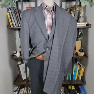 Hart Schaffner Marx COOPER 2 Men's 2PC Sport Coat Gray Pin Striped 42L 36x33 - Picture 1 of 23