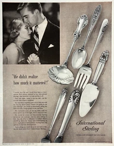 International Silver Co. Table Service Patterns 1953 Vintage Print Ad Newlyweds - Picture 1 of 9