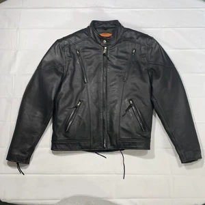 First Classics Leather Cafe Racer Motorcycle Jacket Black Thinsulate Lining 46 - Picture 1 of 22