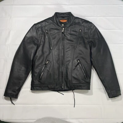 First Classics Leather Cafe Racer Motorcycle Jacket Black Thinsulate Lining 46 - Image 1 of 4