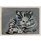 ACEO ORIGINAL PAINTING Mini Collectible Art Card Signed Animal Pet Cat Rat Ooak