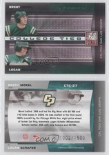 2008 Donruss Elite Extra Edition College Ties Green Brent Morel Logan Schafer