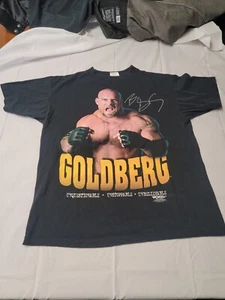 Vintage 1998 WCW WWF Goldberg Oklahoma Version T-Shirt Signed Large Dbl Sided - Picture 1 of 9
