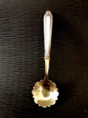 Старинная небольшая сервировочная ложка Continental 800 с серебряной ручкой для пустыни - Изображение 1 из 4