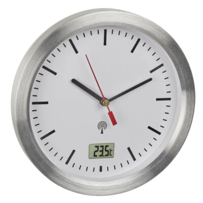 TFA 60.3539.02 Funk Badezimmeruhr analog mit Temperatur 4 Saugnäpfe 173 mm Alu - Bild 1 von 3